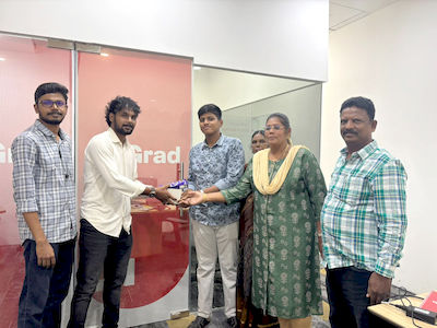 upGrad Coimbatore office - student and parents with the counselling team after their study abroad session